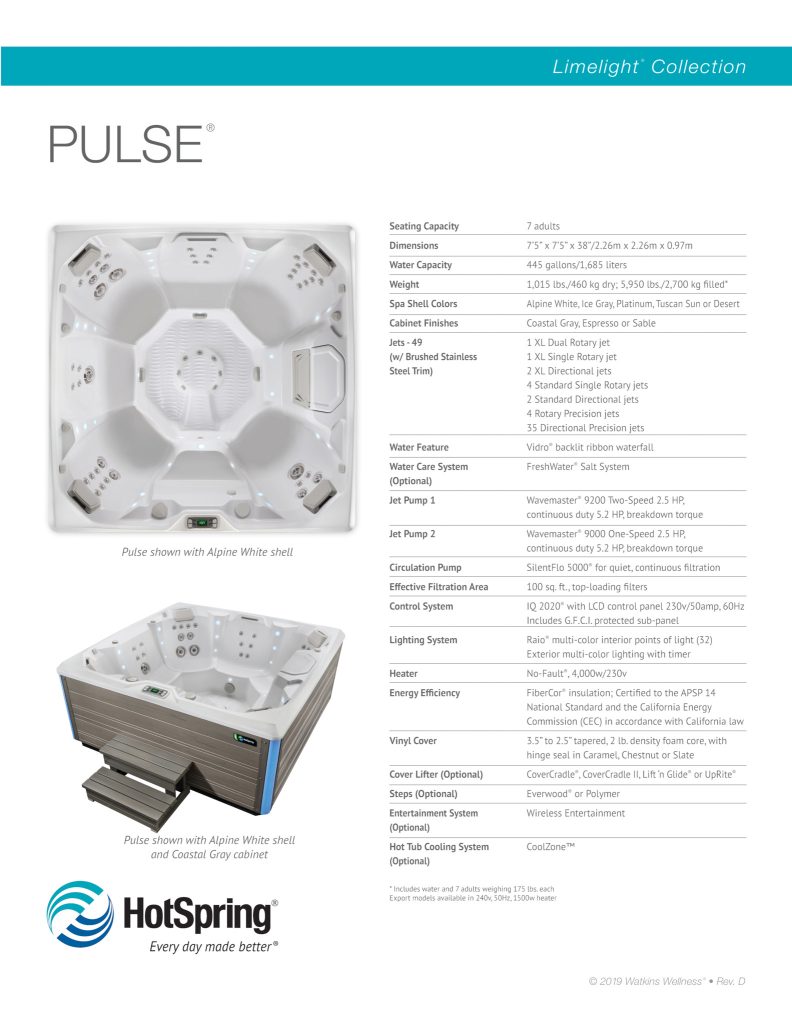 Hot Spring Pulse 7 Person Hot Tub In Stock Healthmate Hot Tubs