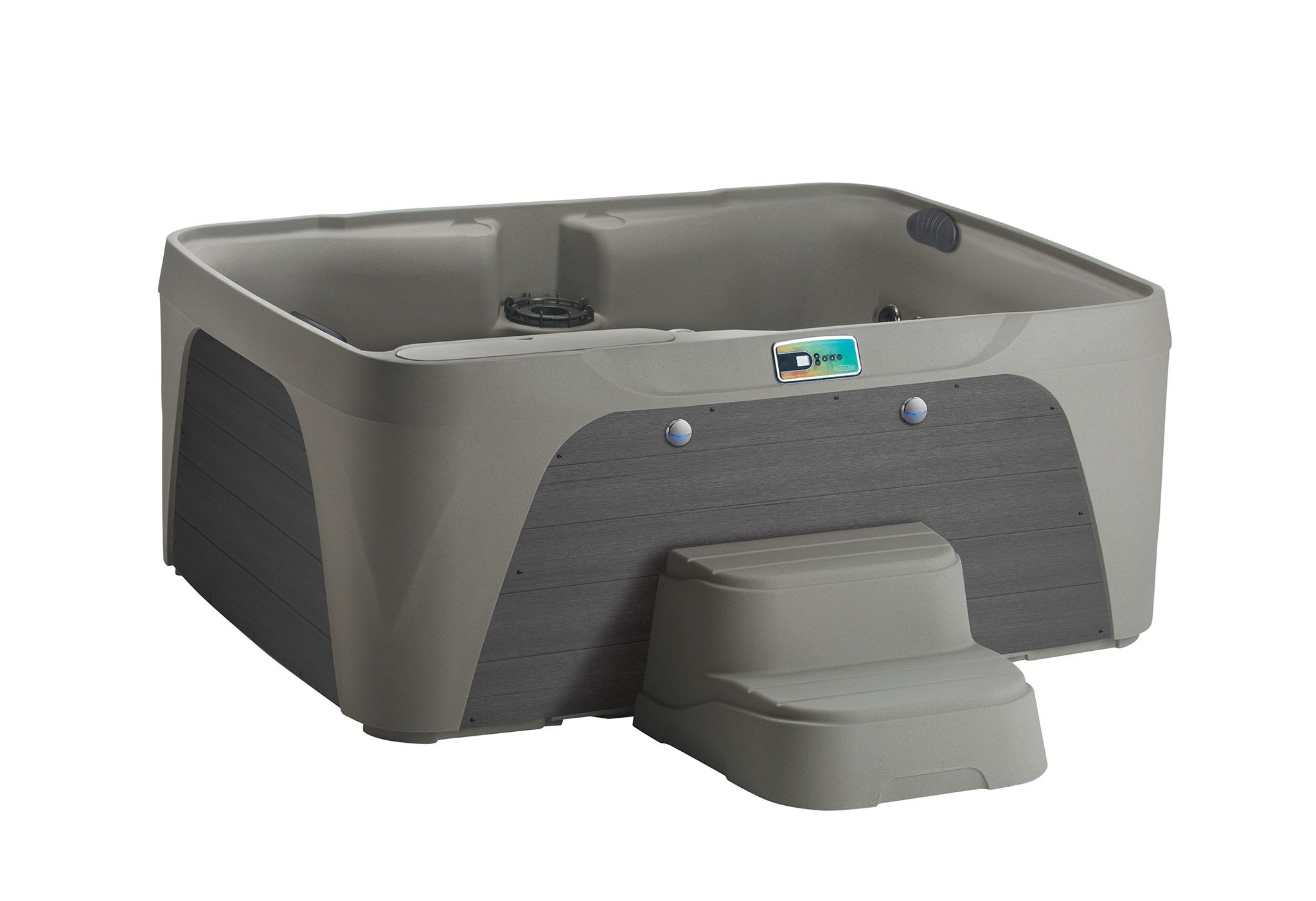 fantasy enamor taupe charcoal 4 person plug n play hot tub in stock