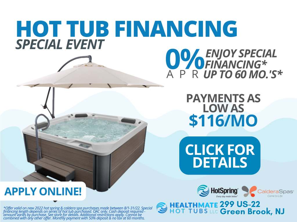 hot tub financing sales event. 0% apr for up to 60 months. click for details.