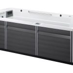 endless pools R500 swim spa side view with mocha cabinet and white shell